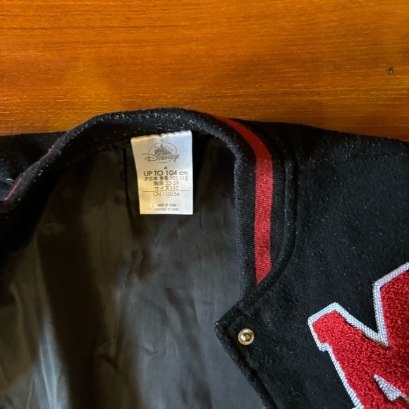 Disney Mickey Mouse Varsity Letterman Jacket Black W Red outerwear Kids Size 4 - Picture 4 of 5